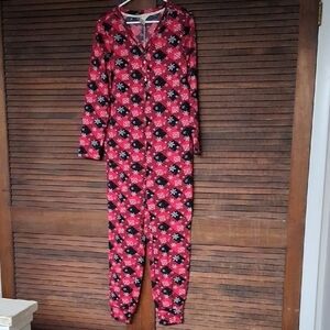 Lucky Brand Red and Black Snowflake Adult Onesie, Longjohns